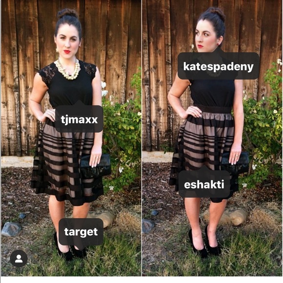 eShakti Black Tulle Tan lined Fit&Flair skirt S - Picture 2 of 2